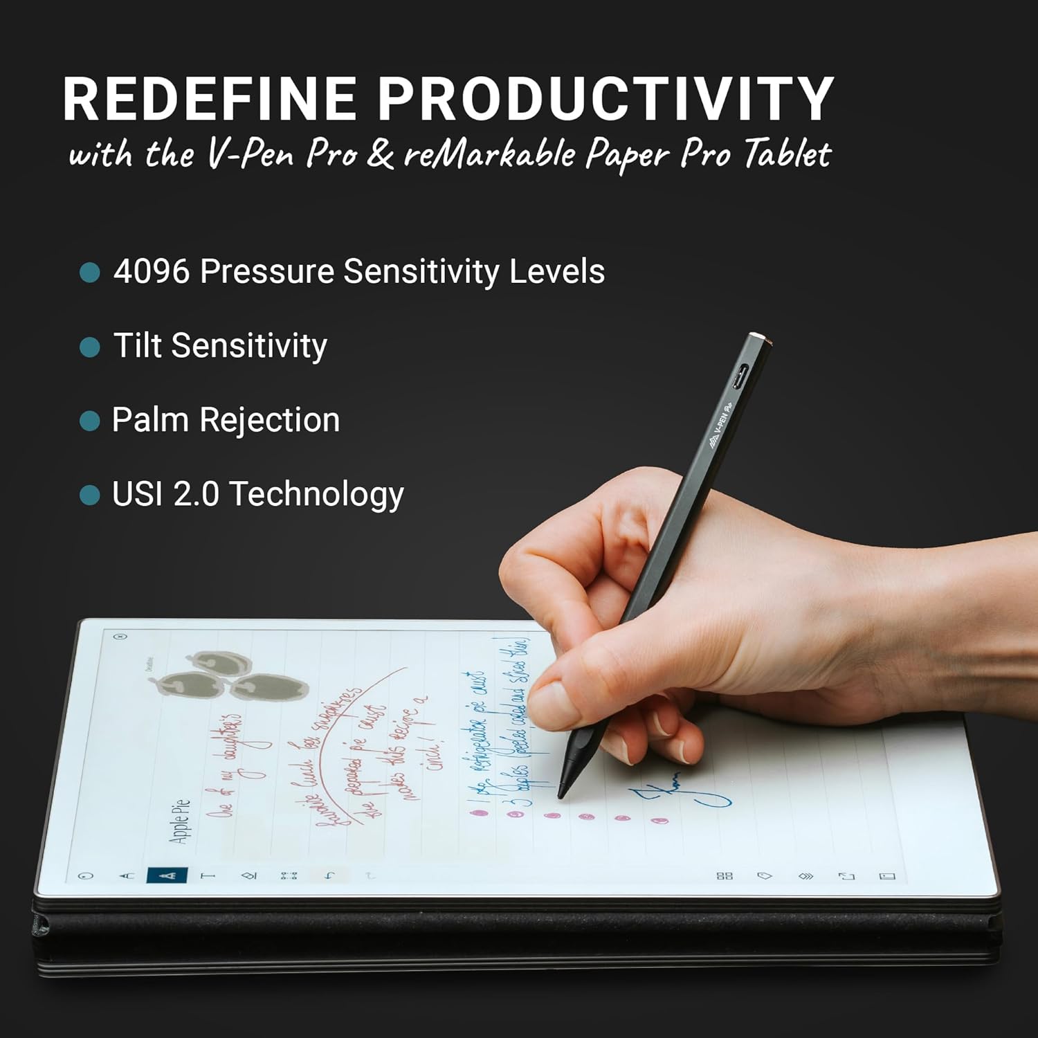 V-PEN Pro Stylus with Digital Eraser | Rechargeable USI 2.0 Pen